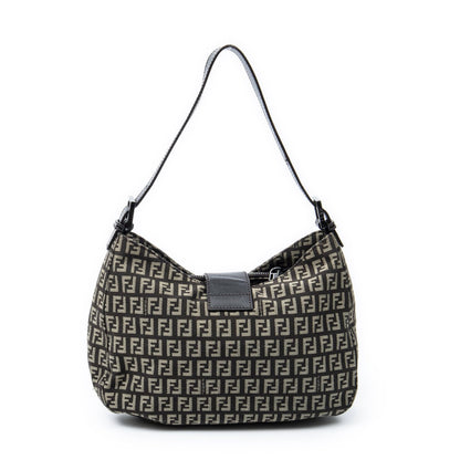 Fendi Shoulder Hobo Beige Dark Brown Zucchino Canvas — view 5
