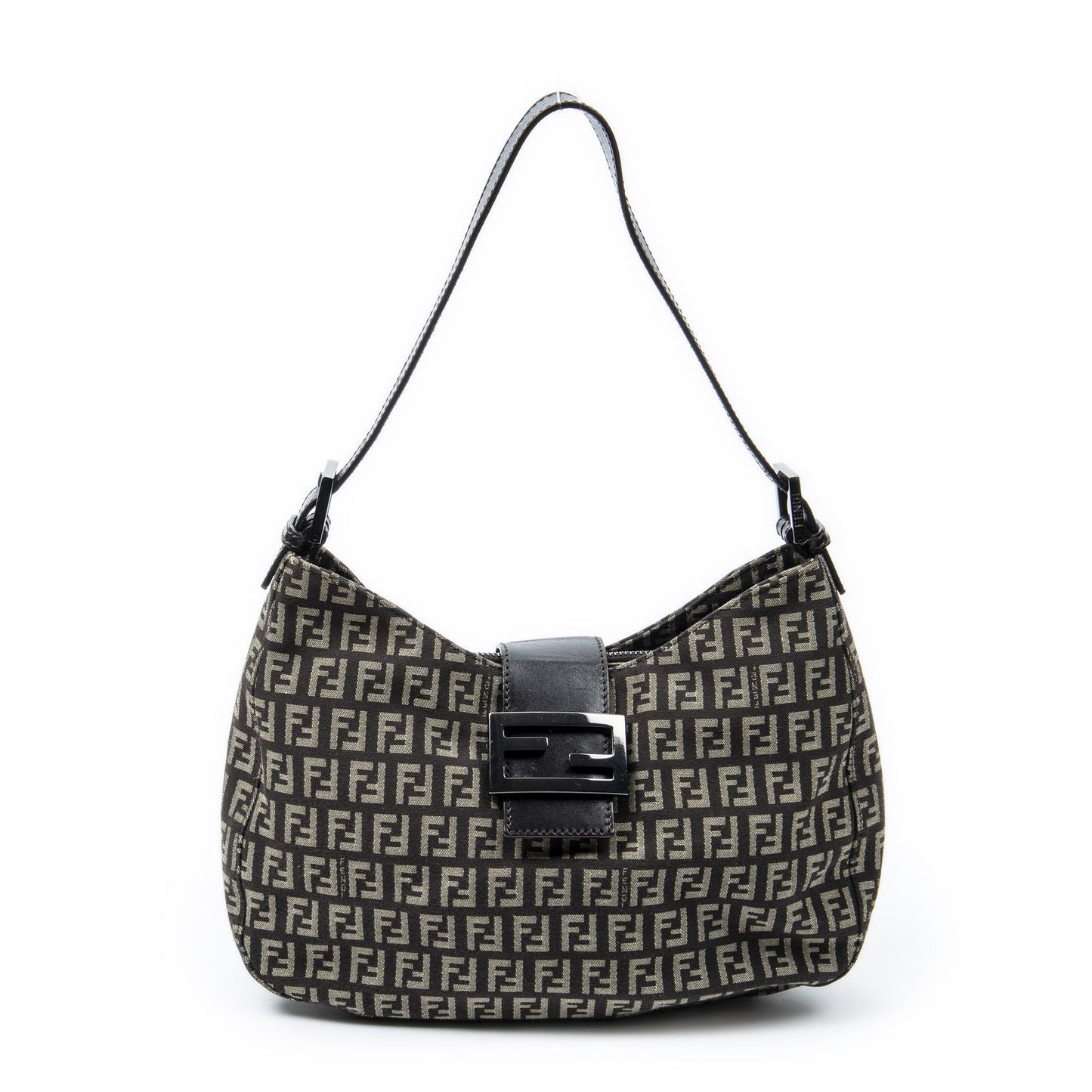 Fendi Shoulder Hobo Beige Dark Brown Zucchino Canvas
