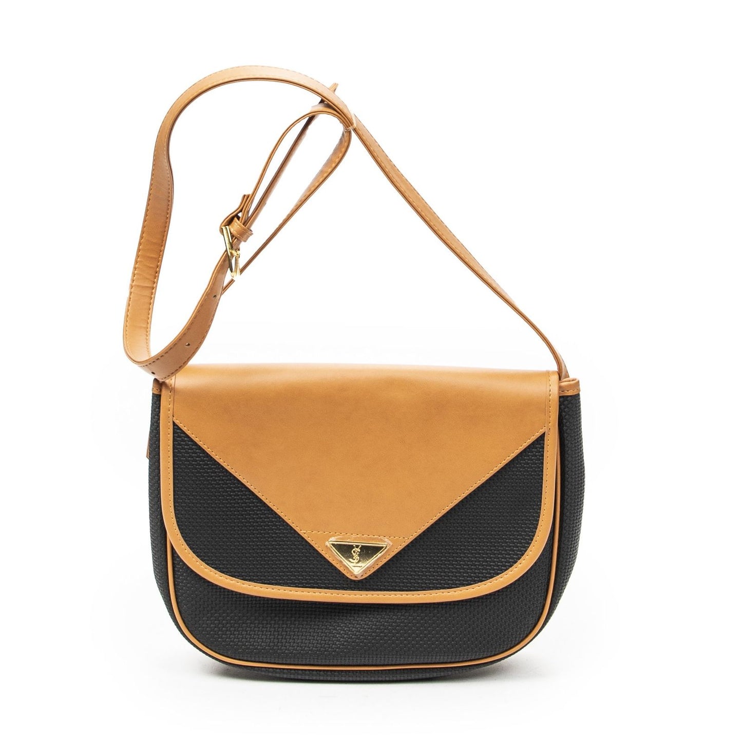 Saint Laurent Yves Vintage Flap Crossbody Black Tang Gogh Canvas