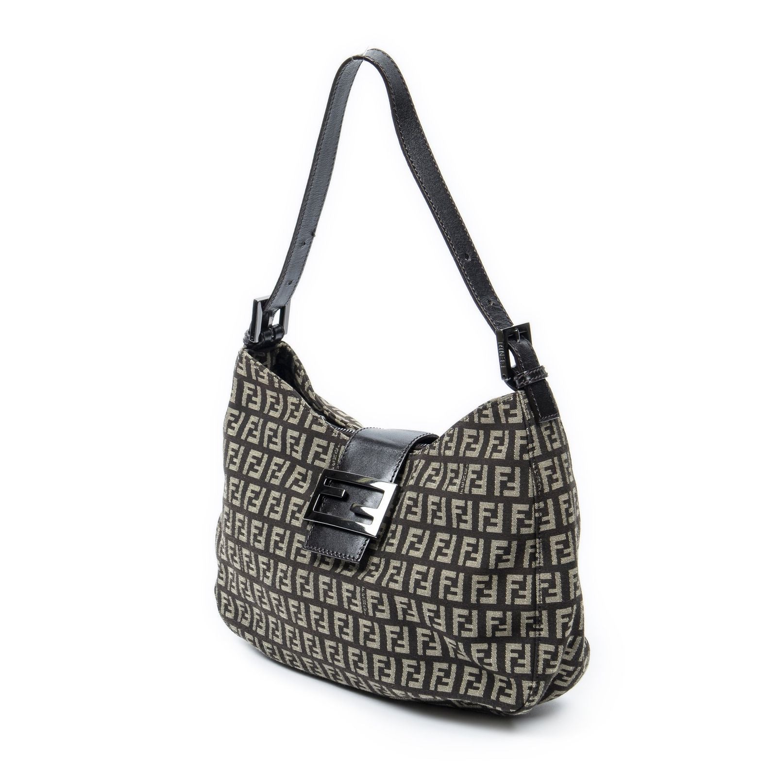 Fendi Shoulder Hobo Beige Dark Brown Zucchino Canvas — view 2