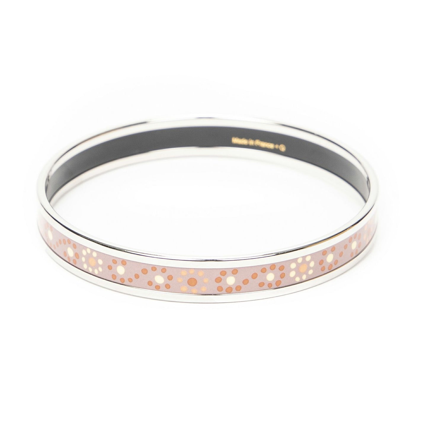 Hermes Enamel Bangle Pink Yellow Floral Dot Motif Bracelet — view 2