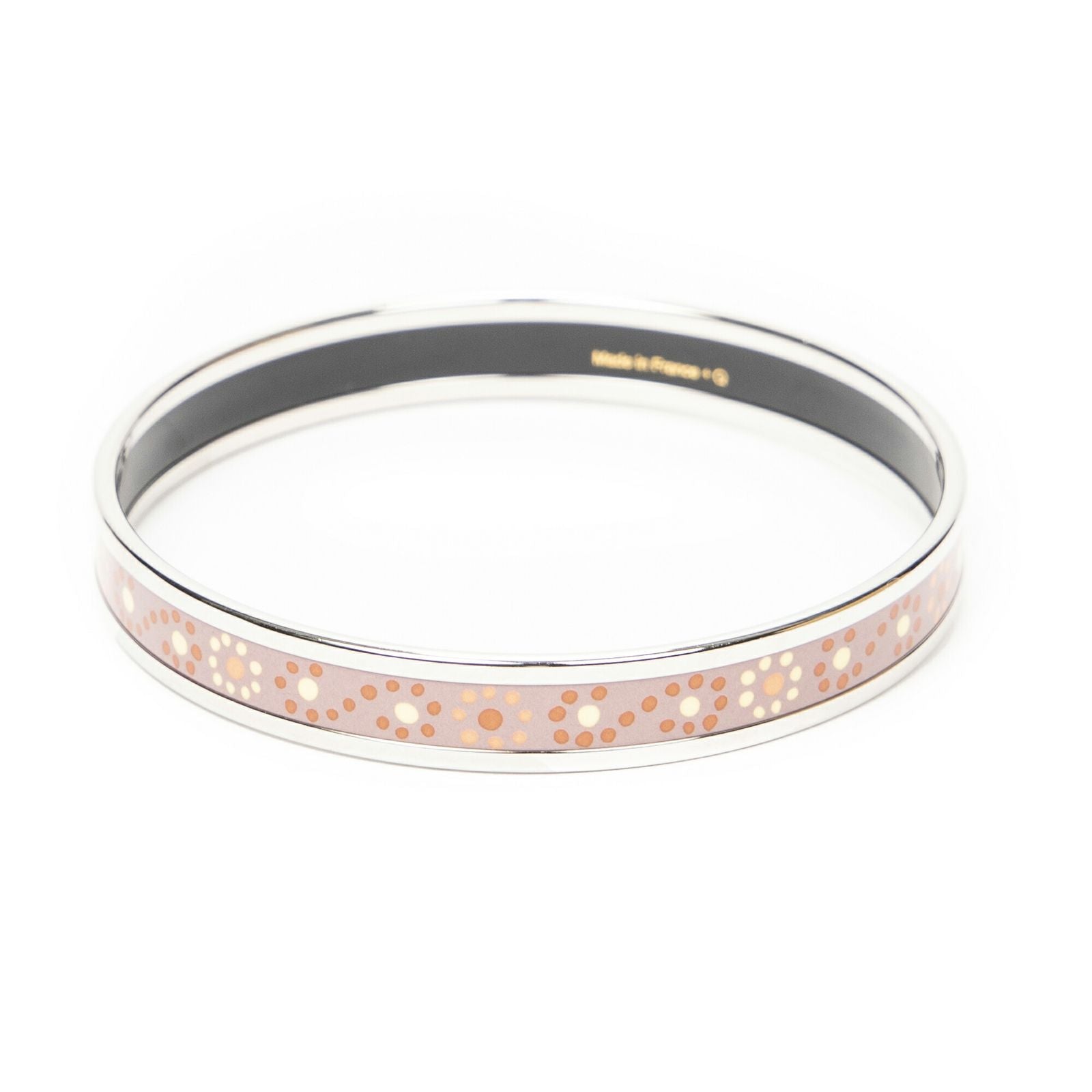Hermes Enamel Bangle Pink Yellow Floral Dot Motif Bracelet — view 2