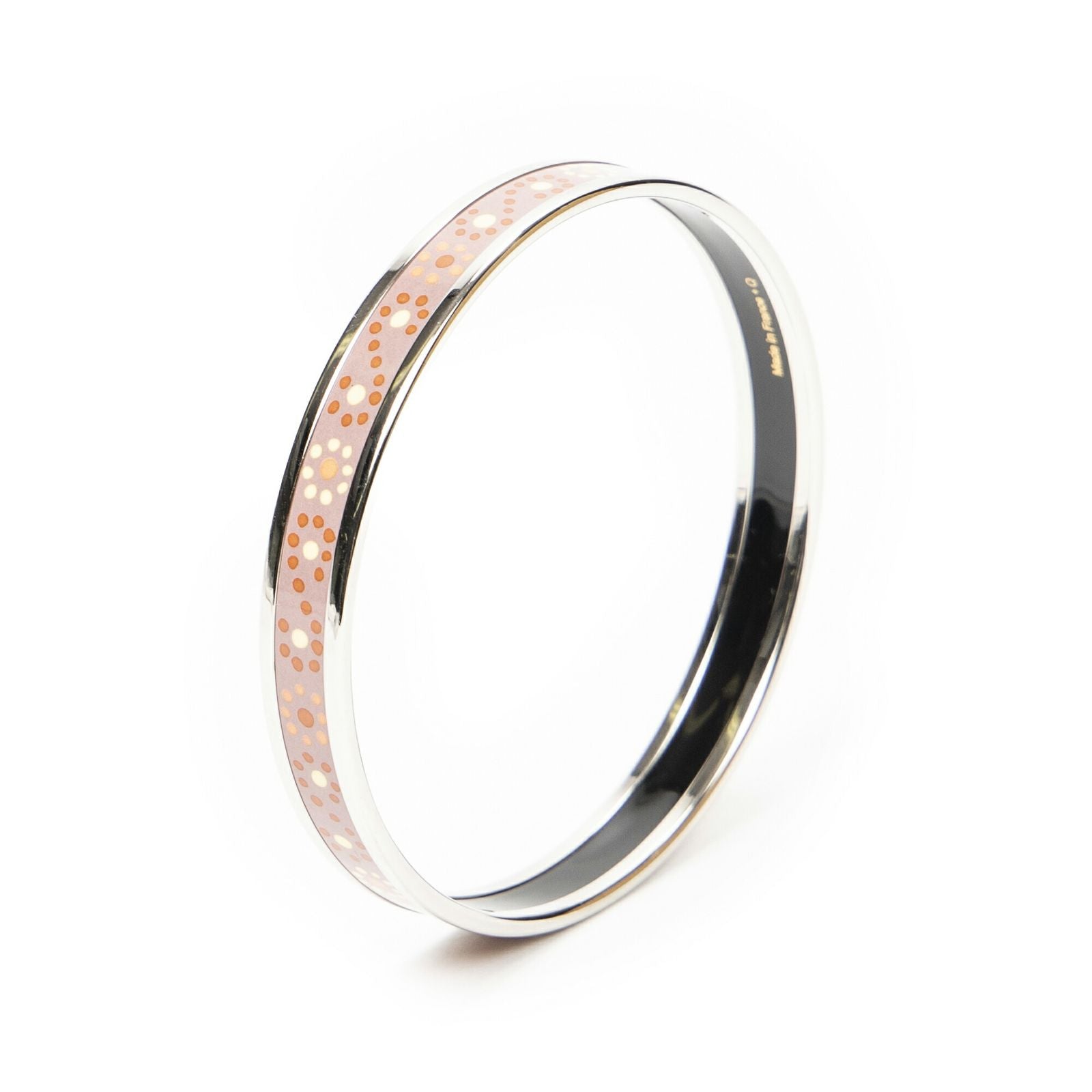Hermes Enamel Bangle Pink Yellow Floral Dot Motif Bracelet