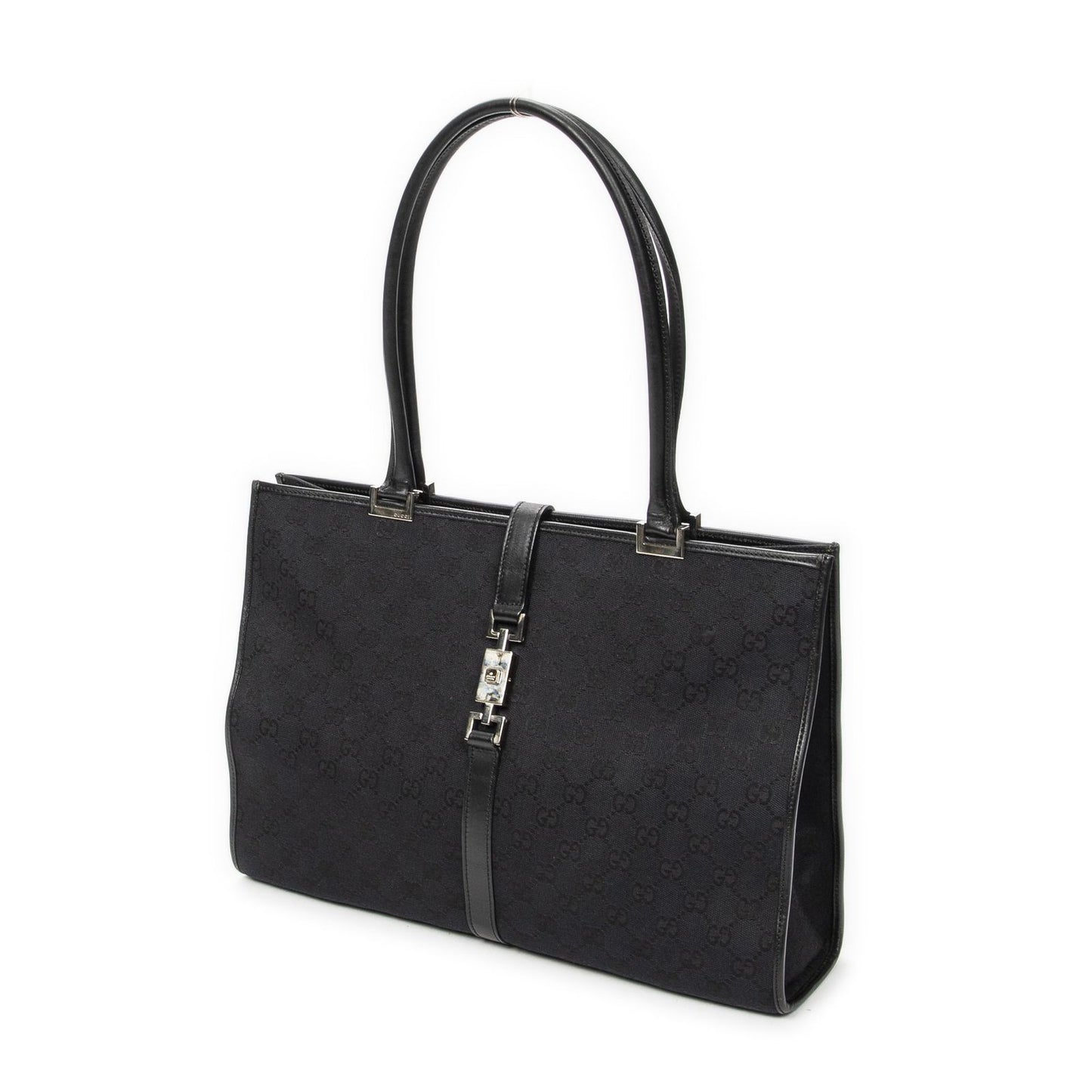 Gucci Large Square Bamb Tote Black GG Canvas — view 2