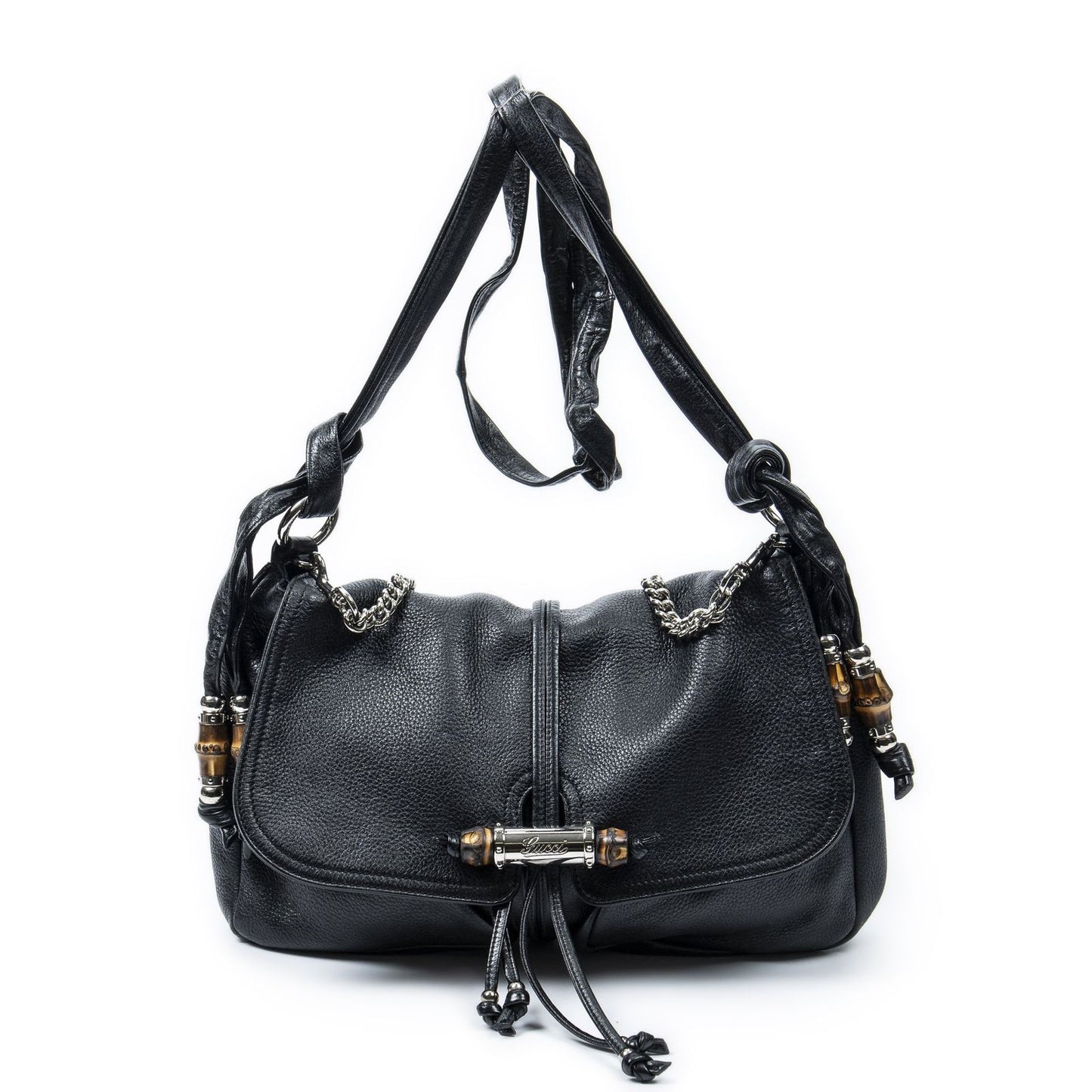 Gucci Large Jungle Messenger Black Gray Calfskin Leather