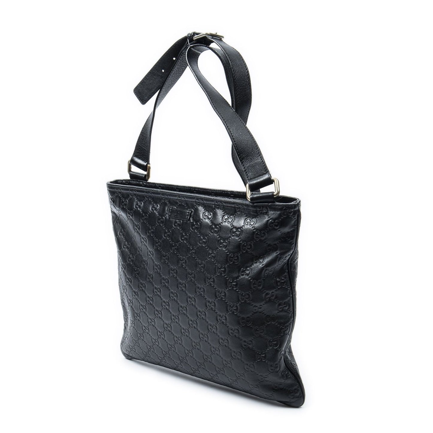 Gucci Large Square Zip Messenger Black Guccissima — view 2