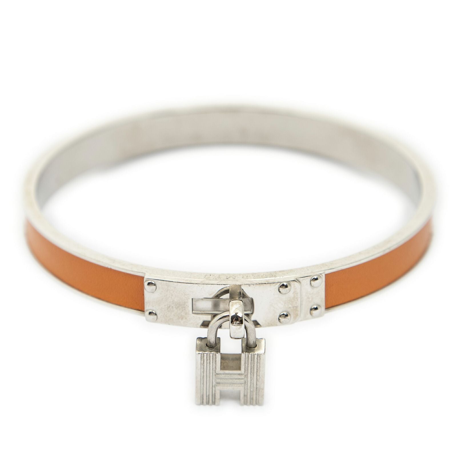 Hermes Kelly Lock Bracelet Orange Calfskin Leather
