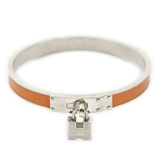 Hermes Kelly Lock Bracelet Orange Calfskin Leather