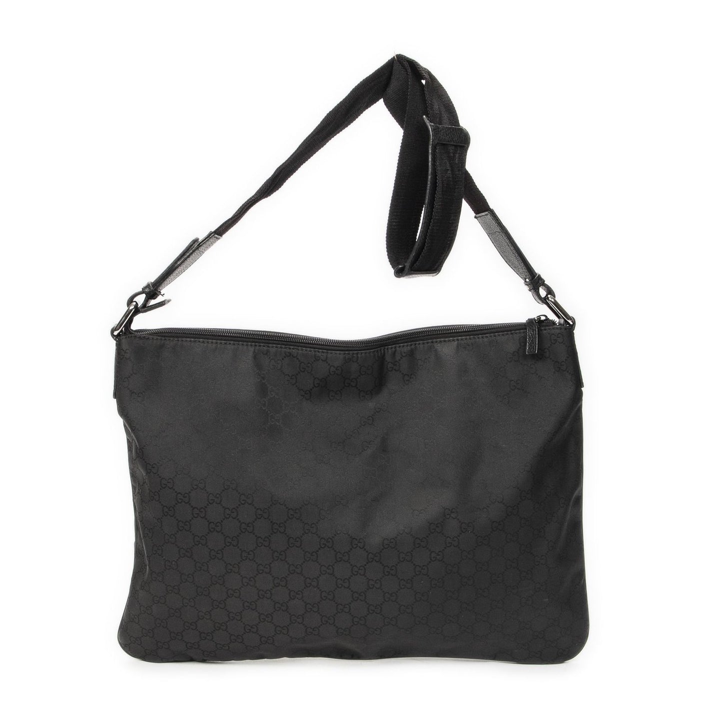 Gucci Large Flat Messenger Bag Black GG Nylon Canvas — view 5
