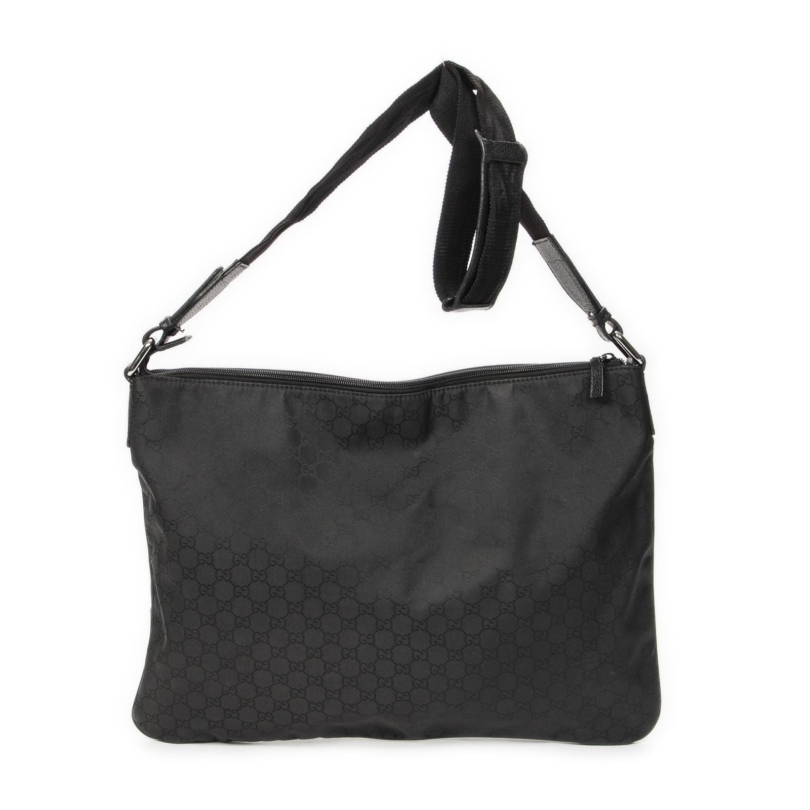 Gucci Large Flat Messenger Bag Black GG Nylon Canvas — view 5