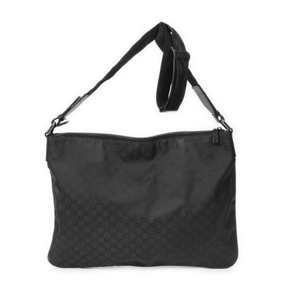 Gucci Large Flat Messenger Bag Black GG Nylon Canvas — view 5