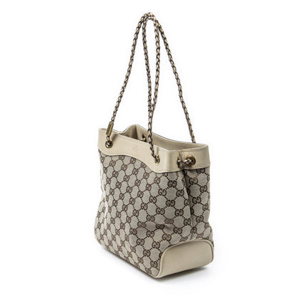 Gucci Open Tote Beige GG Canvas a with Braided Handle — view 2