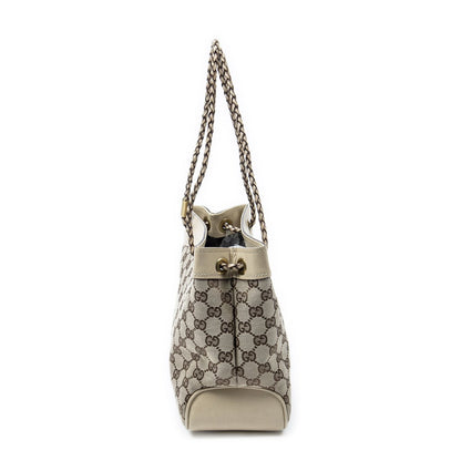 Gucci Open Tote Beige GG Canvas a with Braided Handle — view 3