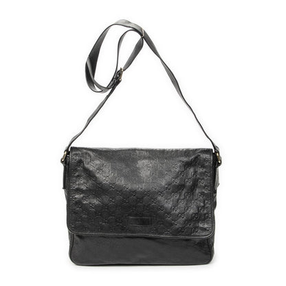 Gucci Large Flap Messenger Black Guccissima