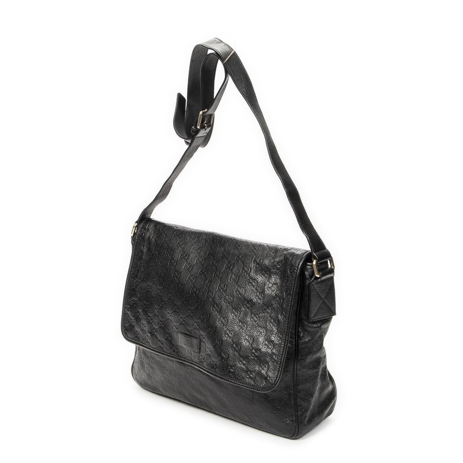 Gucci Large Flap Messenger Black Guccissima — view 2