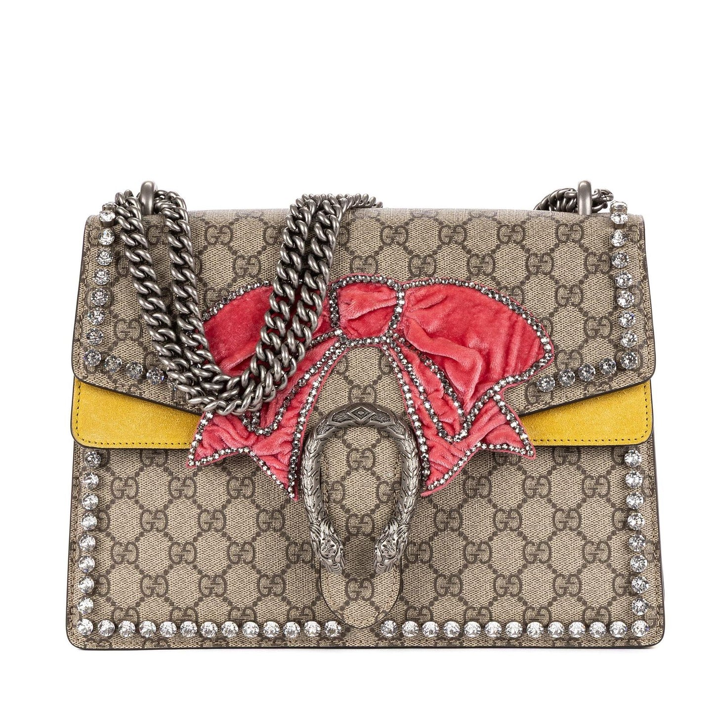 Gucci Crystal Bow GG Supreme Dionysus Beige Yellow Pink with a Presence of