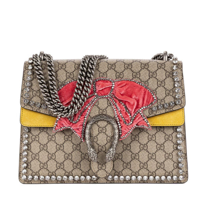 Gucci Crystal Bow GG Supreme Dionysus Beige Yellow Pink with a Presence of