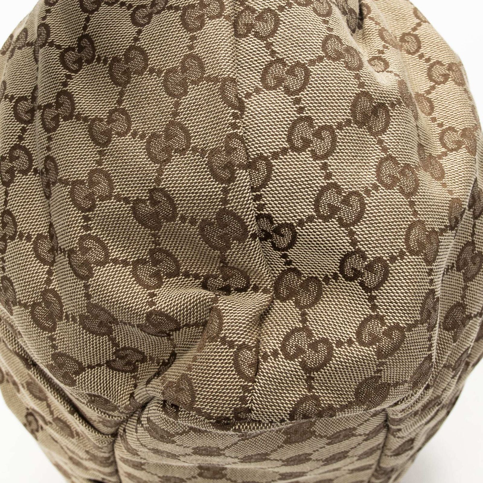 Gucci Studded Pellum Tote Beige Dark Brown GG Canvas — view 8