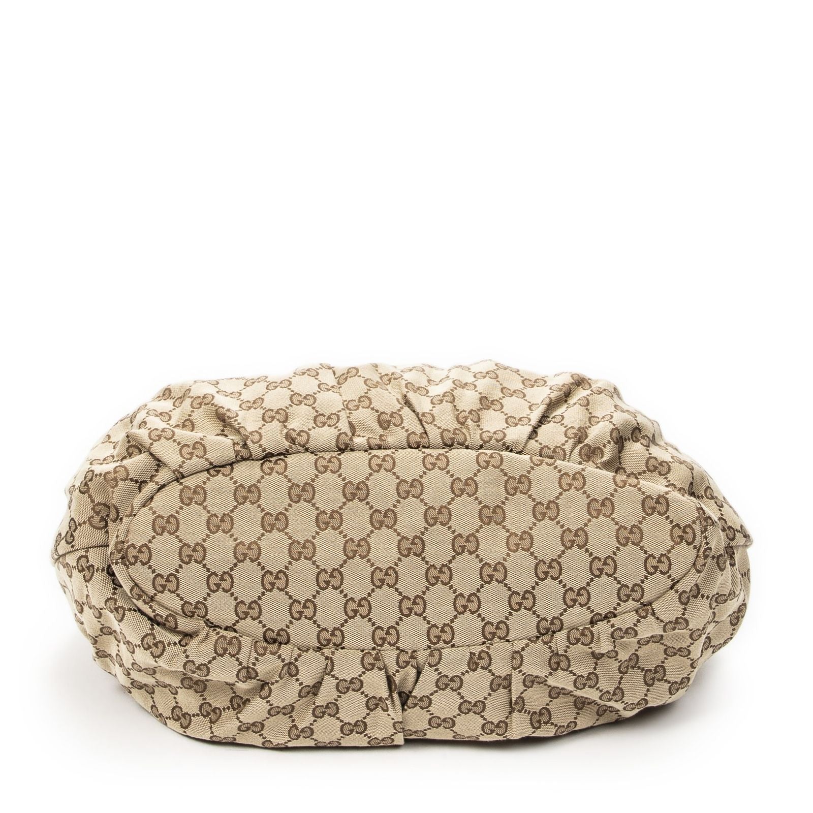 Gucci Studded Pellum Tote Beige Dark Brown GG Canvas — view 6