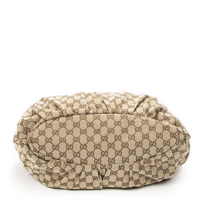Gucci Studded Pellum Tote Beige Dark Brown GG Canvas — view 6