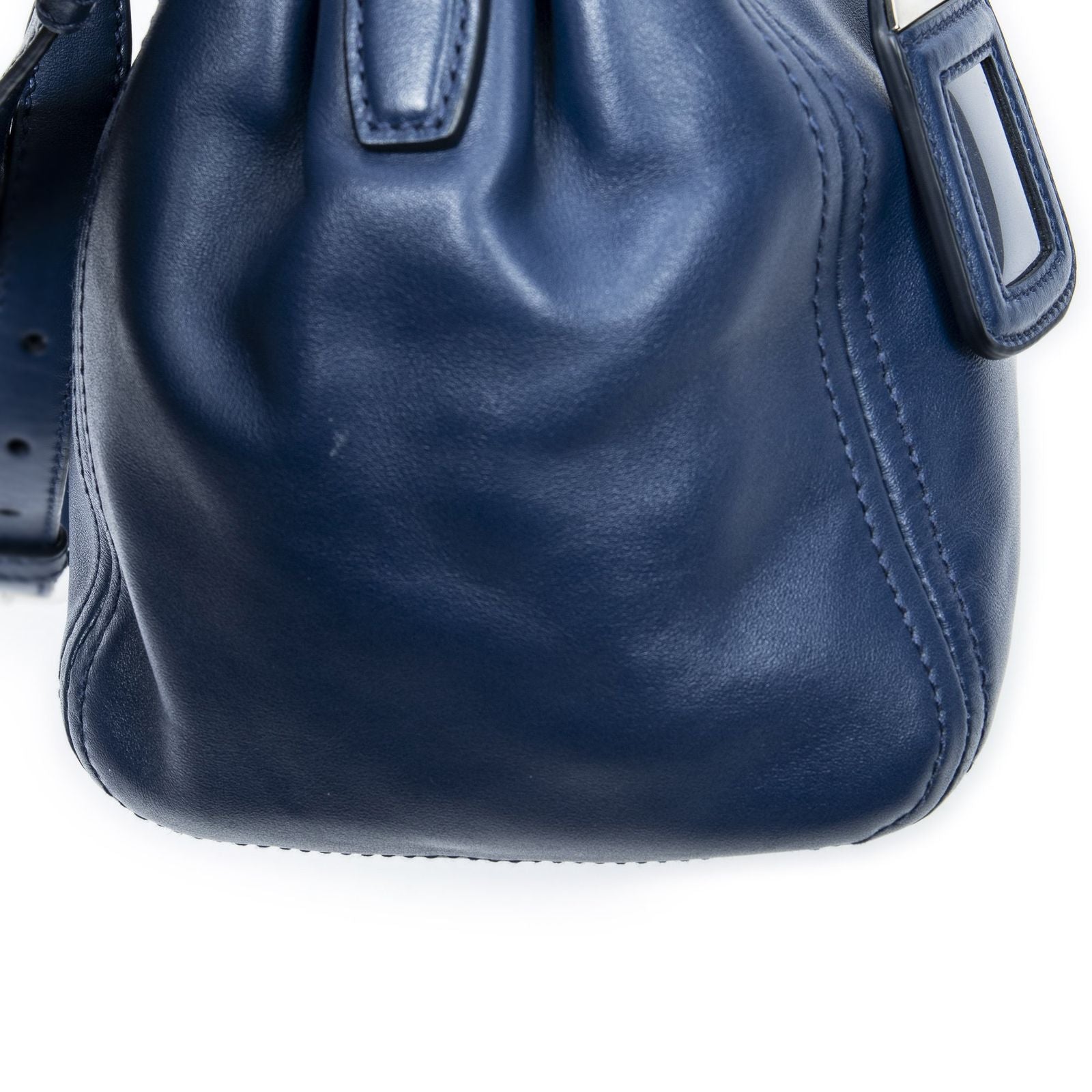 Prada Zip Pocket Shopping Tote Blue Soft Calfskin Leather — view 8