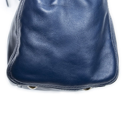 Prada Zip Pocket Shopping Tote Blue Soft Calfskin Leather — view 7