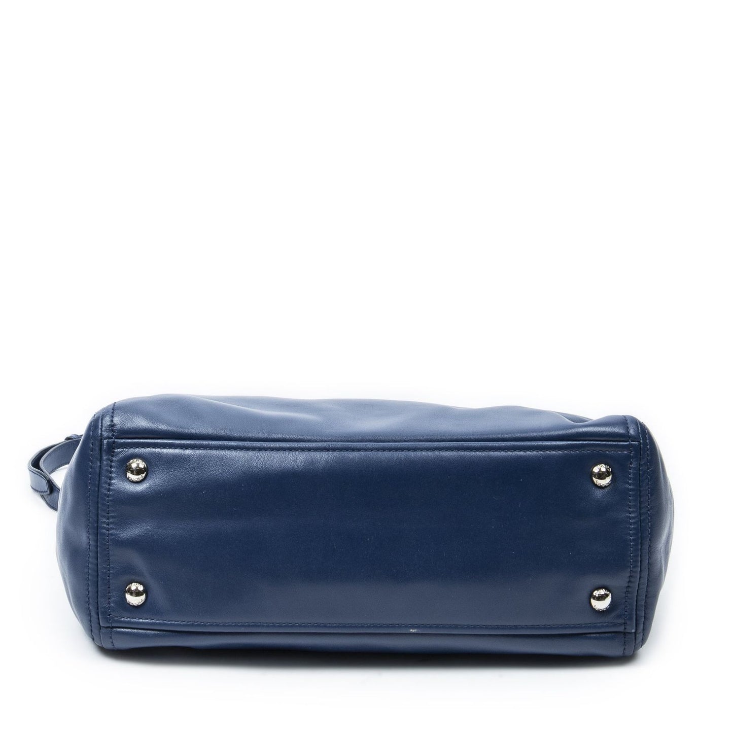 Prada Zip Pocket Shopping Tote Blue Soft Calfskin Leather — view 6