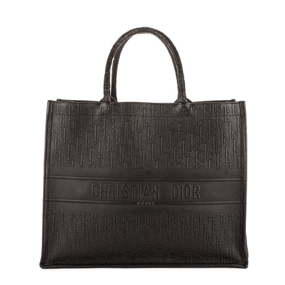 Dior Book Tote Black Embossed Calfskin