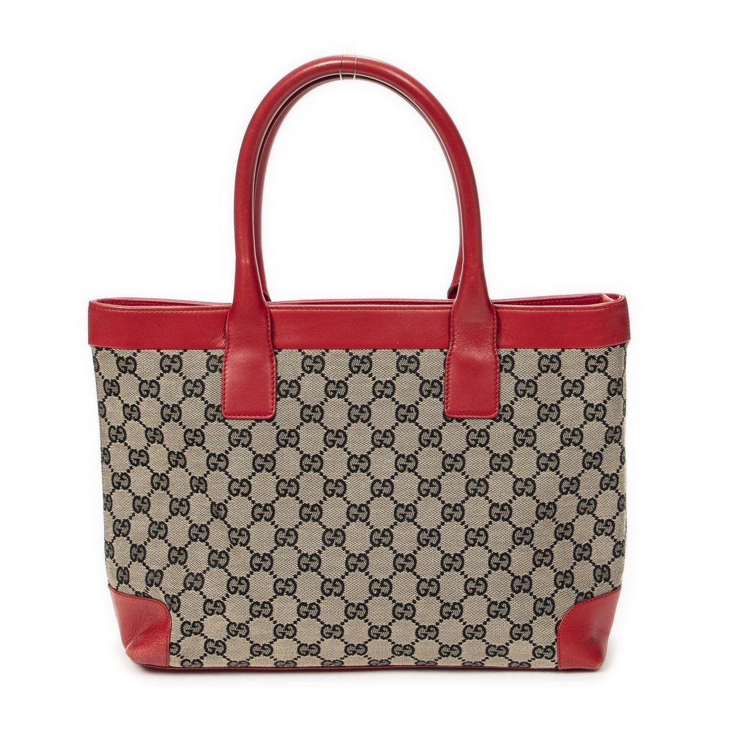 Gucci Zip Shopping Tote Beige Red GG Canvas