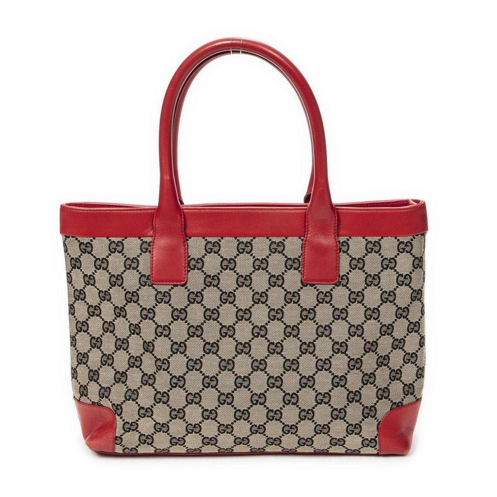 Gucci Zip Shopping Tote Beige Red GG Canvas