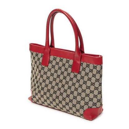 Gucci Zip Shopping Tote Beige Red GG Canvas — view 2