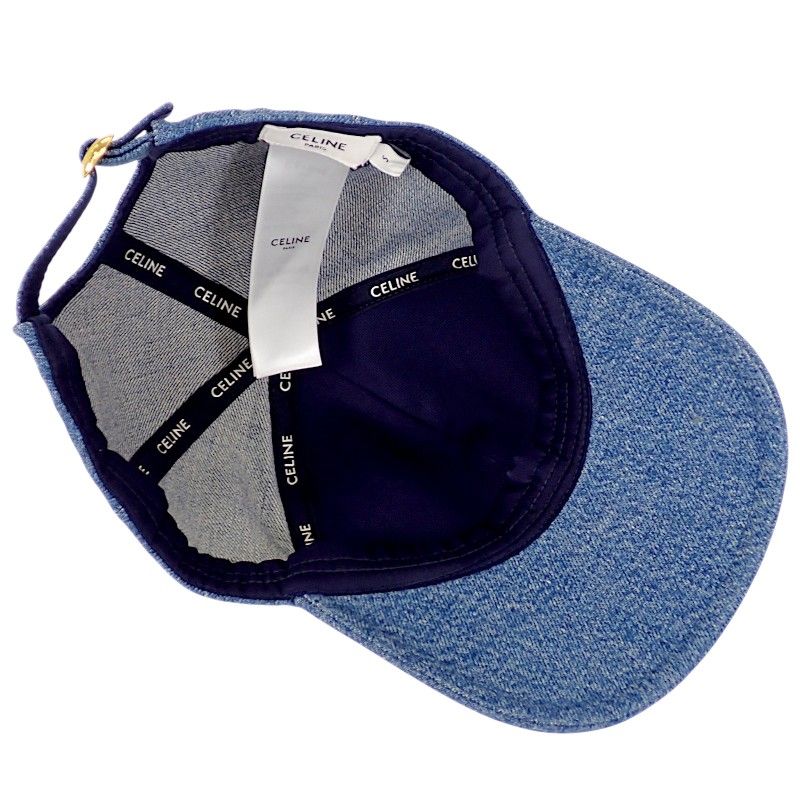 Celine Triomphe Baseball Union Wash Denim S Cap Cotton Blue Hat — view 8