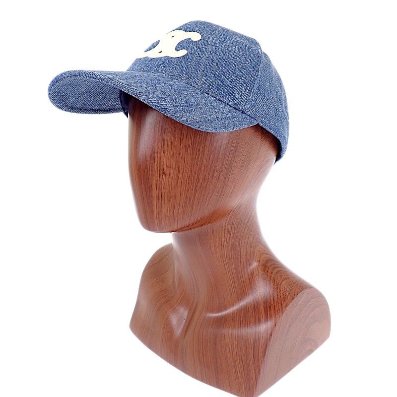 Celine Triomphe Baseball Union Wash Denim S Cap Cotton Blue Hat — view 3