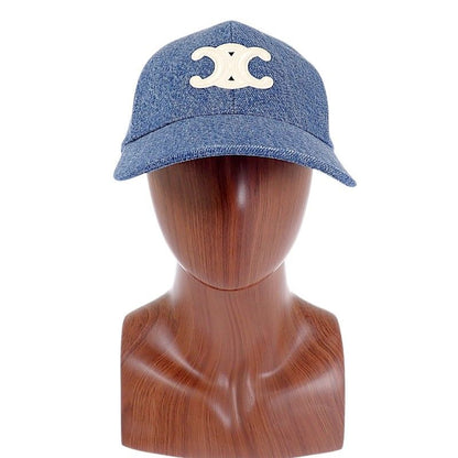 Celine Triomphe Baseball Union Wash Denim S Cap Cotton Blue Hat — view 2