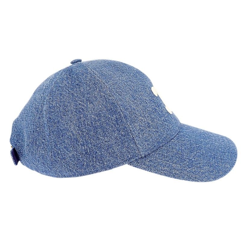 Celine Triomphe Baseball Union Wash Denim S Cap Cotton Blue Hat — view 6