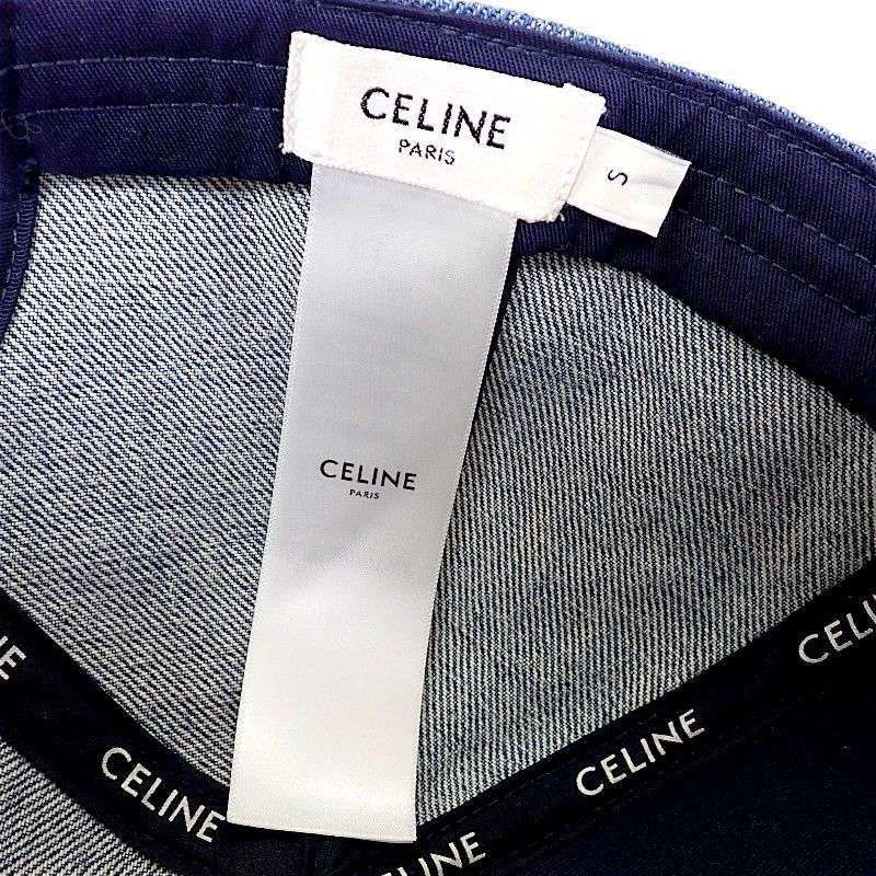 Celine Triomphe Baseball Union Wash Denim S Cap Cotton Blue Hat — view 9