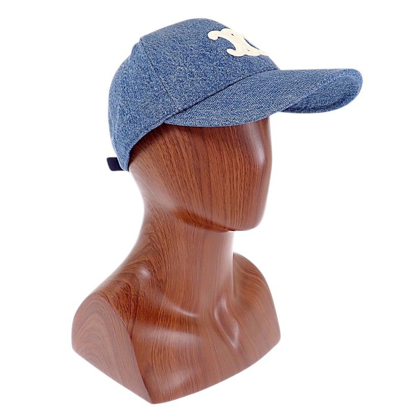 Celine Triomphe Baseball Union Wash Denim S Cap Cotton Blue Hat — view 4
