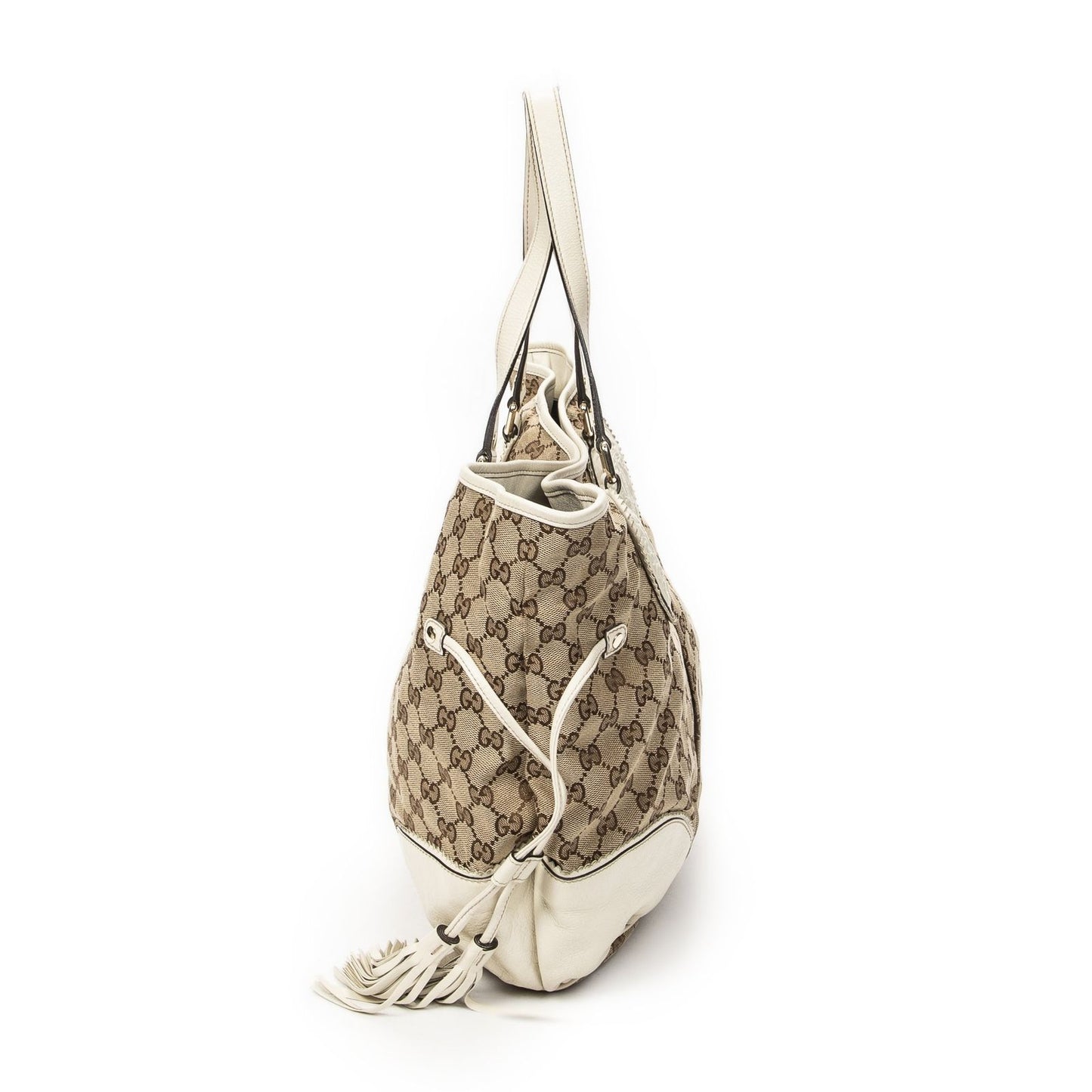 Gucci Large Tribeca Tassel Tote Beige Ivory GG Canvas — view 3