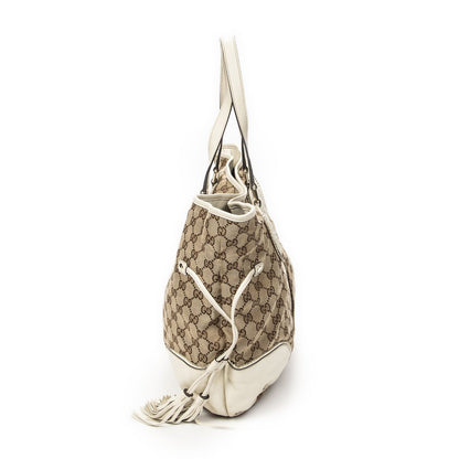 Gucci Large Tribeca Tassel Tote Beige Ivory GG Canvas — view 3
