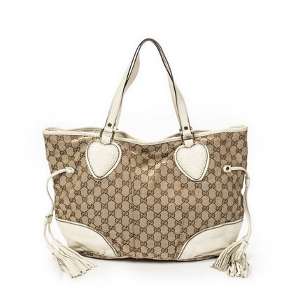 Gucci Large Tribeca Tassel Tote Beige Ivory GG Canvas — view 5