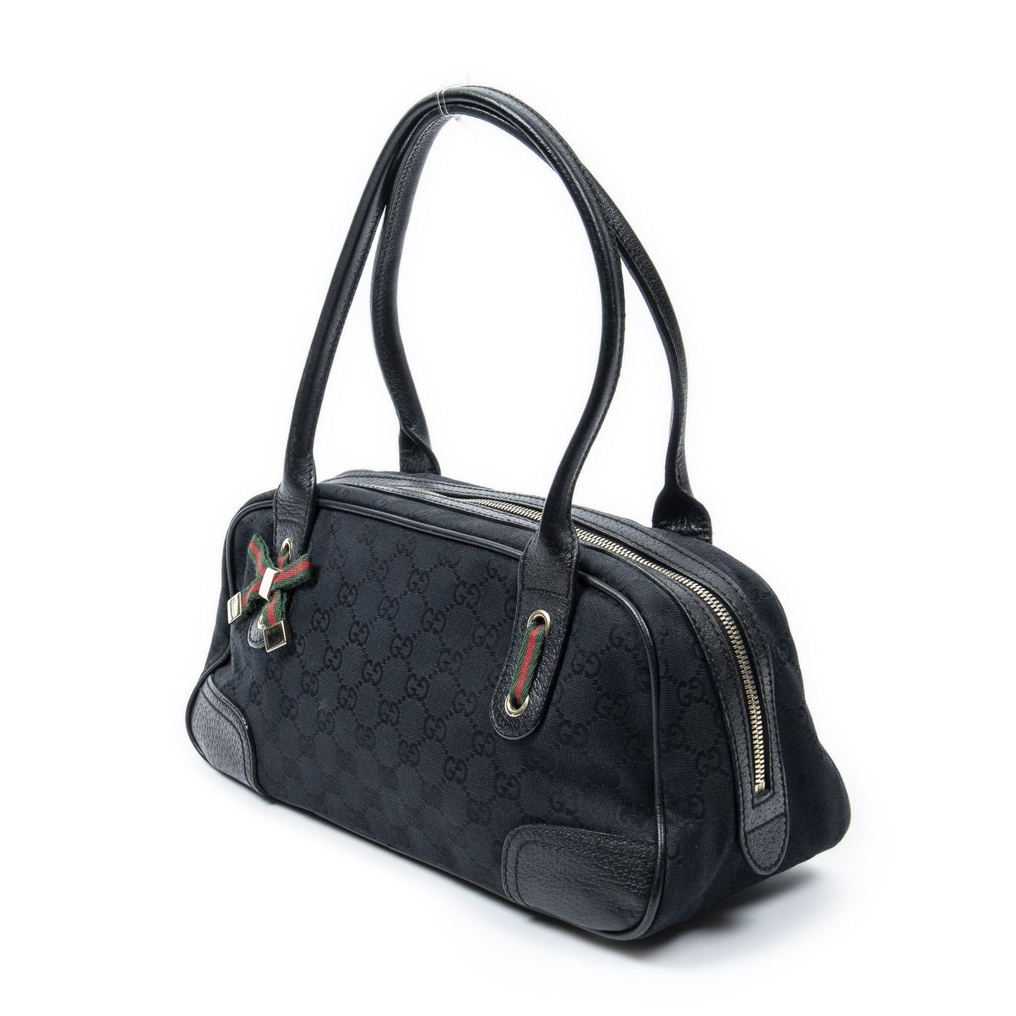 Gucci Web Principe Boston Black GG Canvas Messenger Bag — view 2