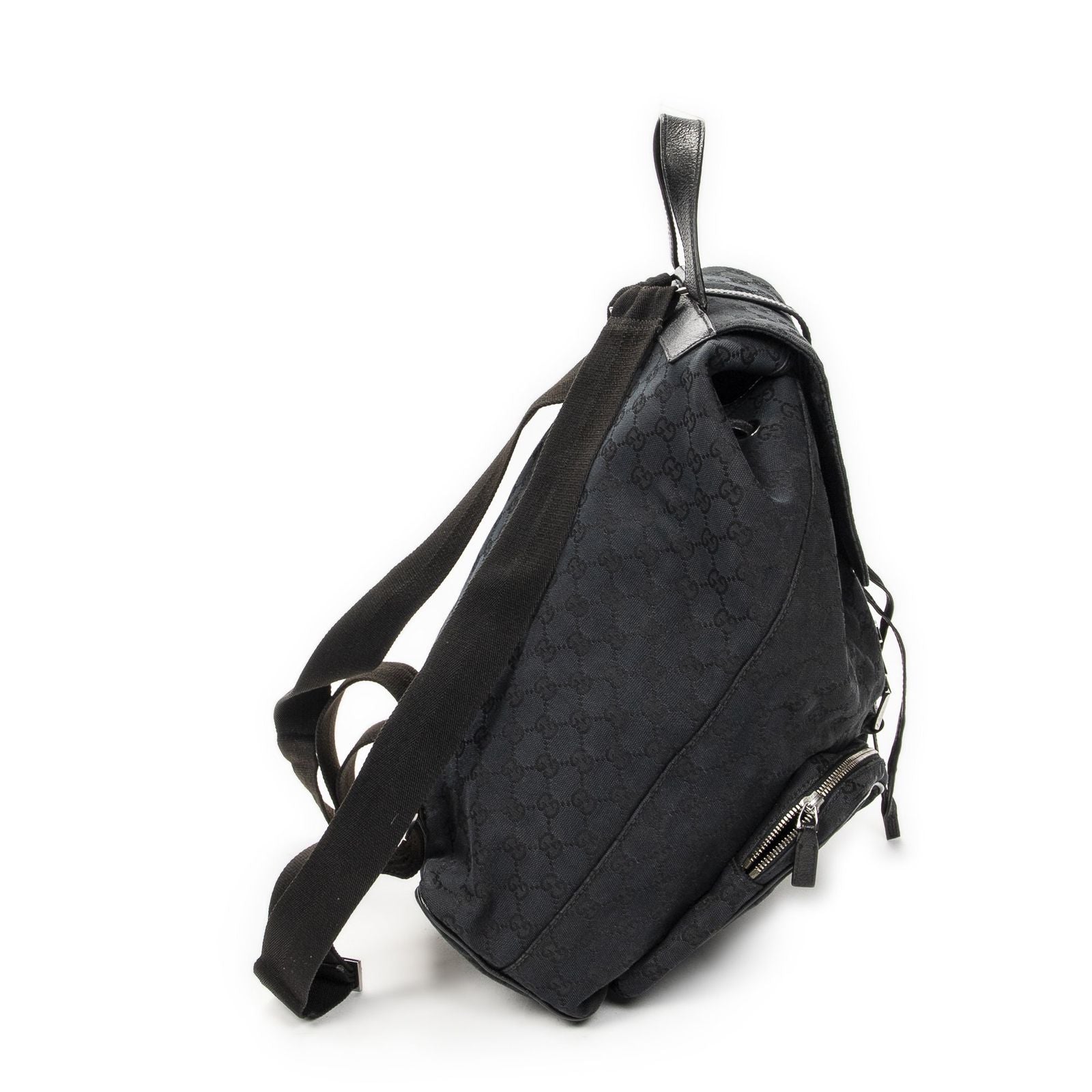 Gucci Drawstring Backpack Black GG Canvas — view 4