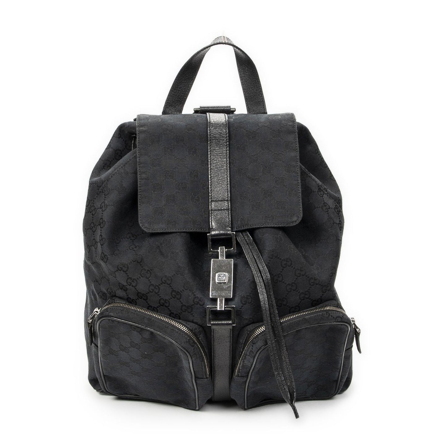 Gucci Drawstring Backpack Black GG Canvas
