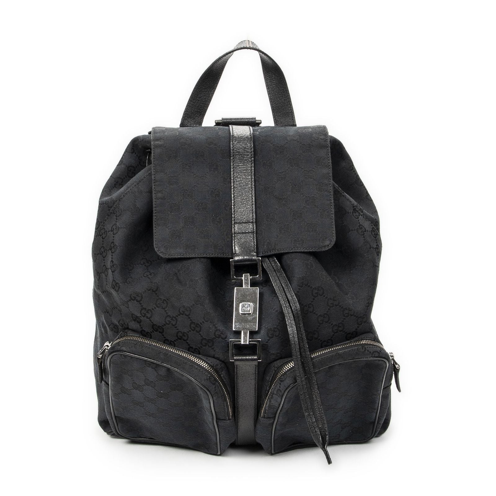 Gucci Drawstring Backpack Black GG Canvas