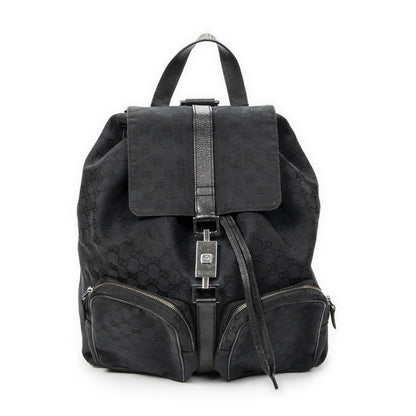 Gucci Drawstring Backpack Black GG Canvas