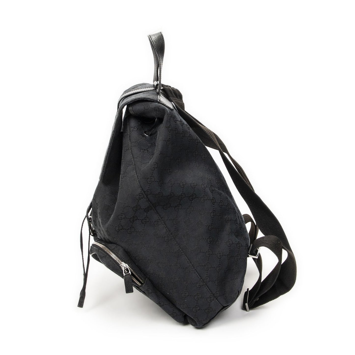Gucci Drawstring Backpack Black GG Canvas — view 3