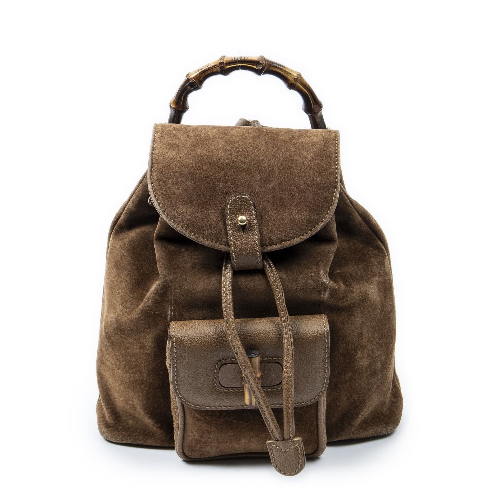 Gucci Mini Bamboo Backpack Brown Suede Leather