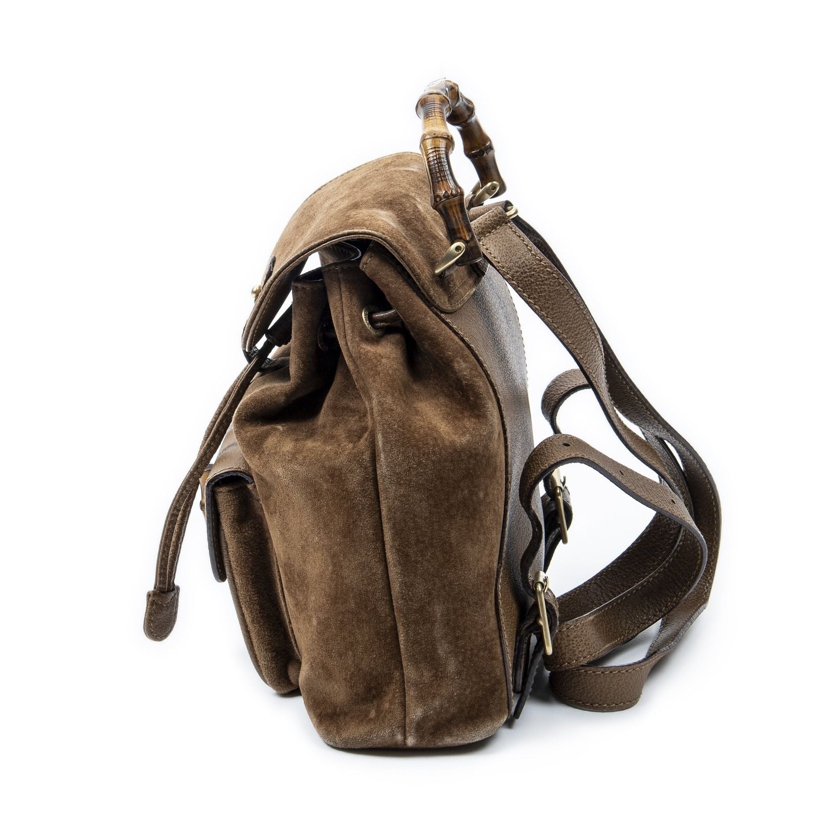 Gucci Mini Bamboo Backpack Brown Suede Leather — view 3