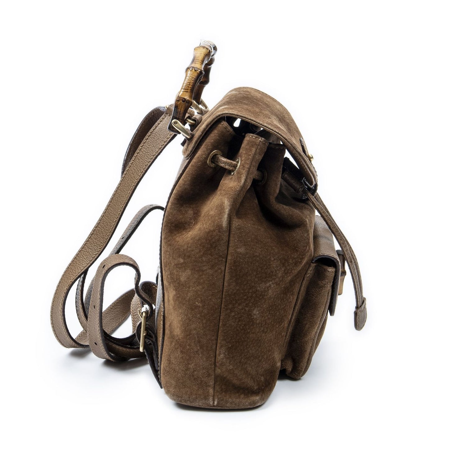 Gucci Mini Bamboo Backpack Brown Suede Leather — view 4