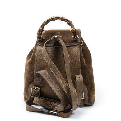 Gucci Mini Bamboo Backpack Brown Suede Leather — view 5